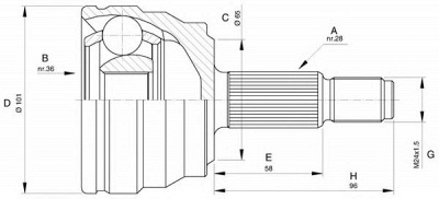 OPEN PARTS cvj558010 -  Шарнирный комплект, приводной вал